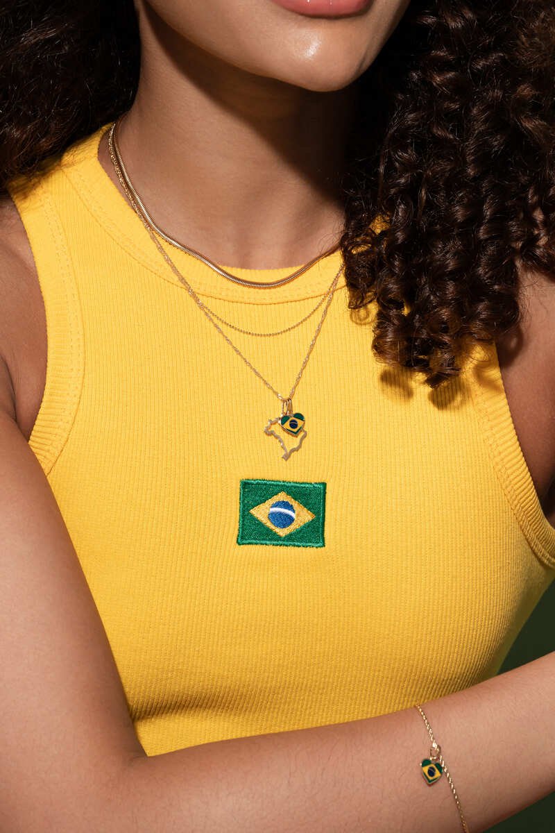 PINGENTE CORAÇÃO BANDEIRA DO BRASIL COM RESINA