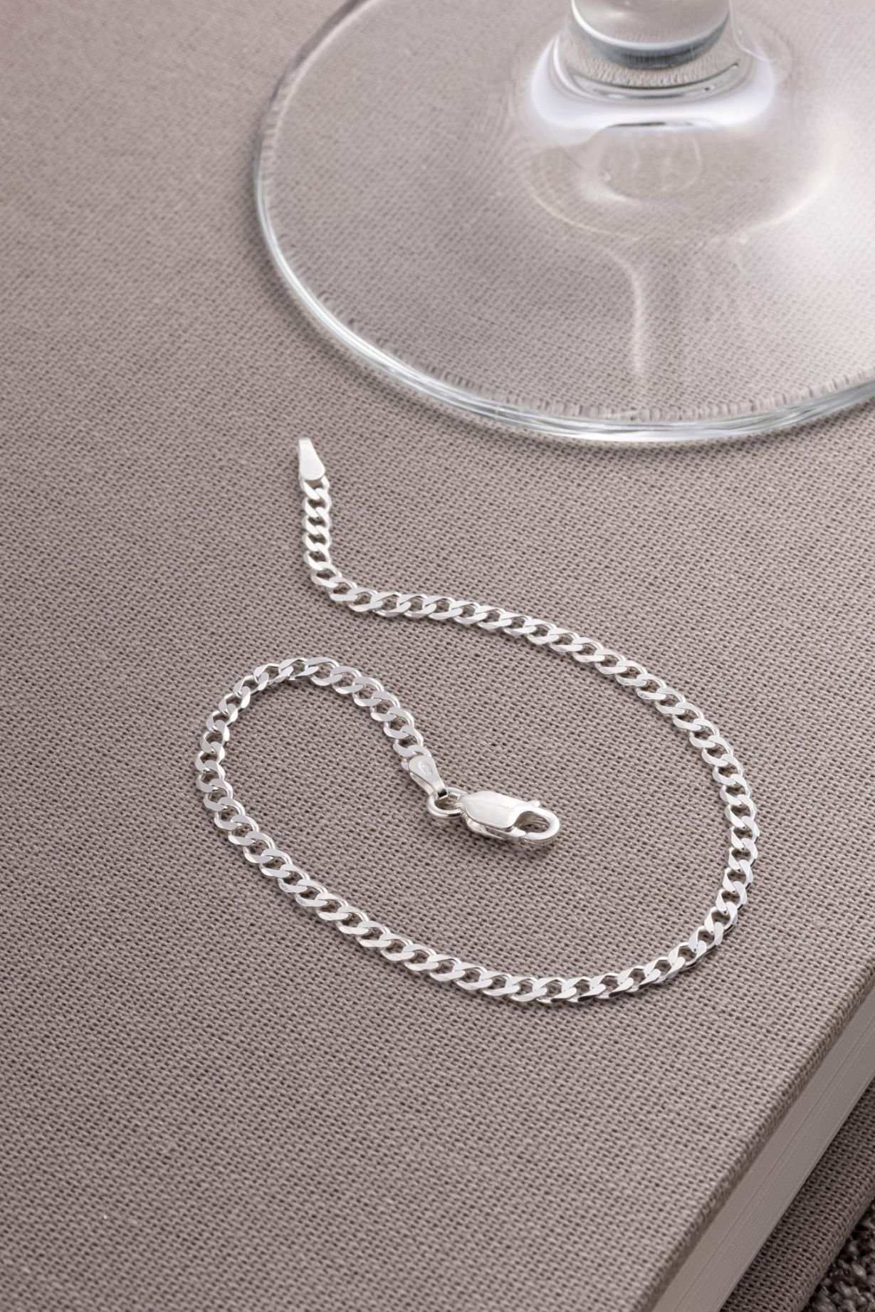 PULSEIRA DE PRATA GRUMÊ 3MM DE 20CM