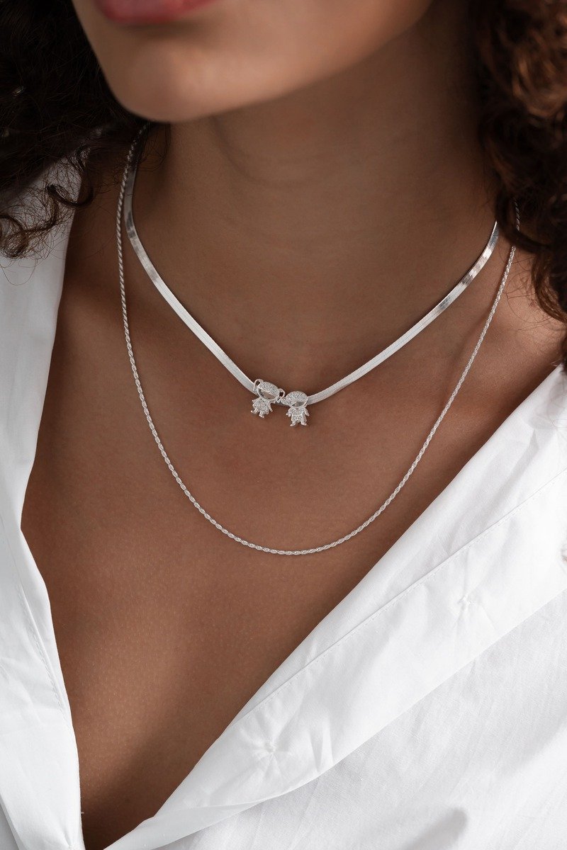 CORRENTE DE PRATA LAMINADA 3MM 45CM