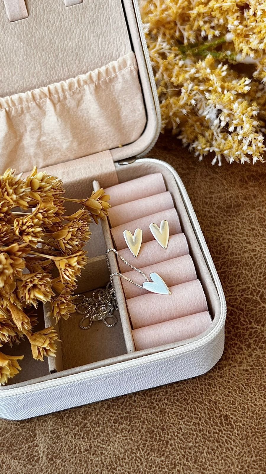 CONJUNTO PRATA CORAÇÃO LISO