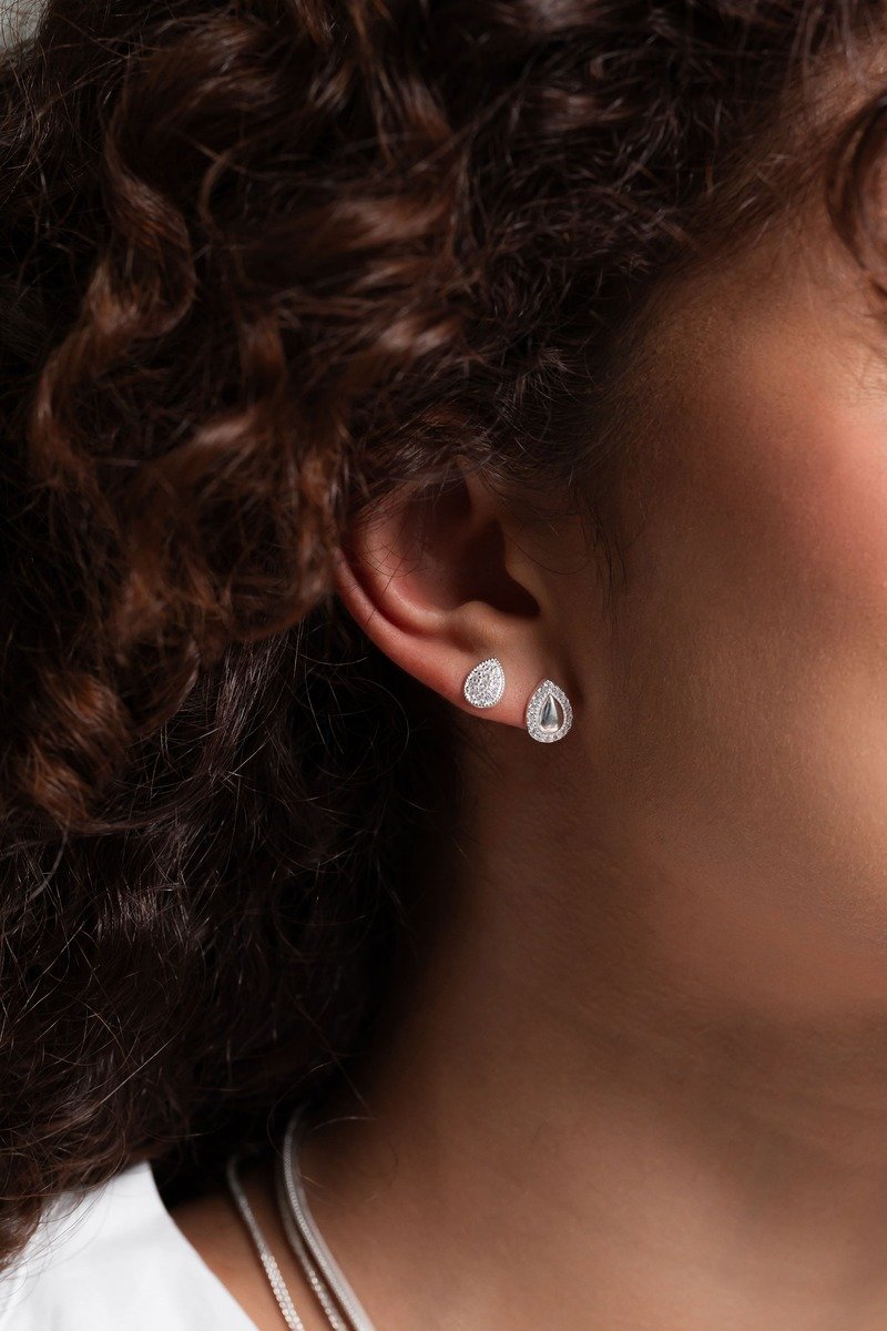 BRINCO TRIO PRATA GOTA COM ZIRCONIA