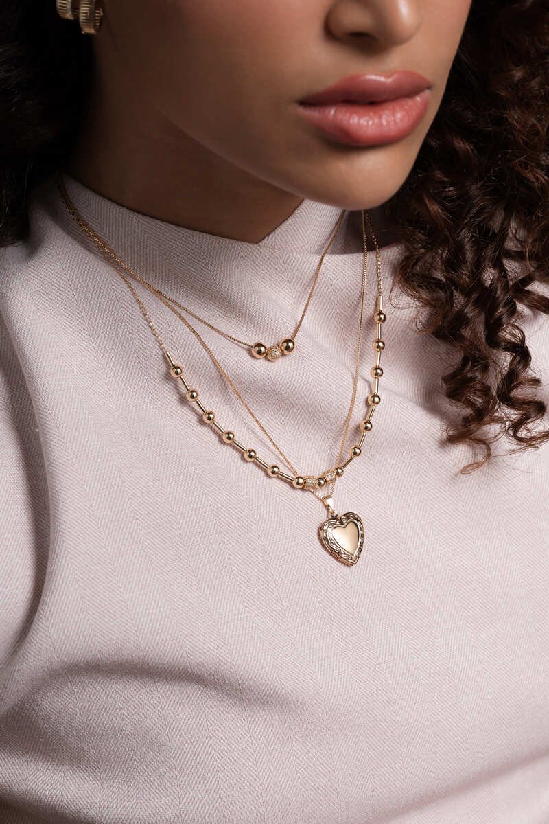 GARGANTILHA DE BOLAS COM DETALHES EM ZIRCONIA (COM EXTENSOR DE 5CM)